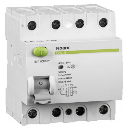 Диференційний вимикач (ПЗВ) Ex9L-N 6kA 4P 16A 30mA тип AC, NOARK (108330) фото