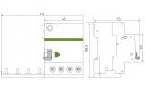 Диференційний модуль Ex9LE 4P 63A 30mA тип AC, NOARK зображення 2 (габаритні розміри)
