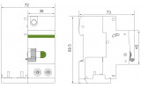 Диференційний модуль Ex9LE 2P 63A 100mA тип AC, NOARK зображення 2 (габаритні розміри)
