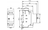 Контактор модульный с ручным управлением Ex9CH40M 40A 220-240V AC 2НО, NOARK изображение 2 (габаритные размеры)