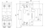 Выключатель нагрузки Ex9BI 2P 16A, NOARK изображение 2 (габаритные размеры)