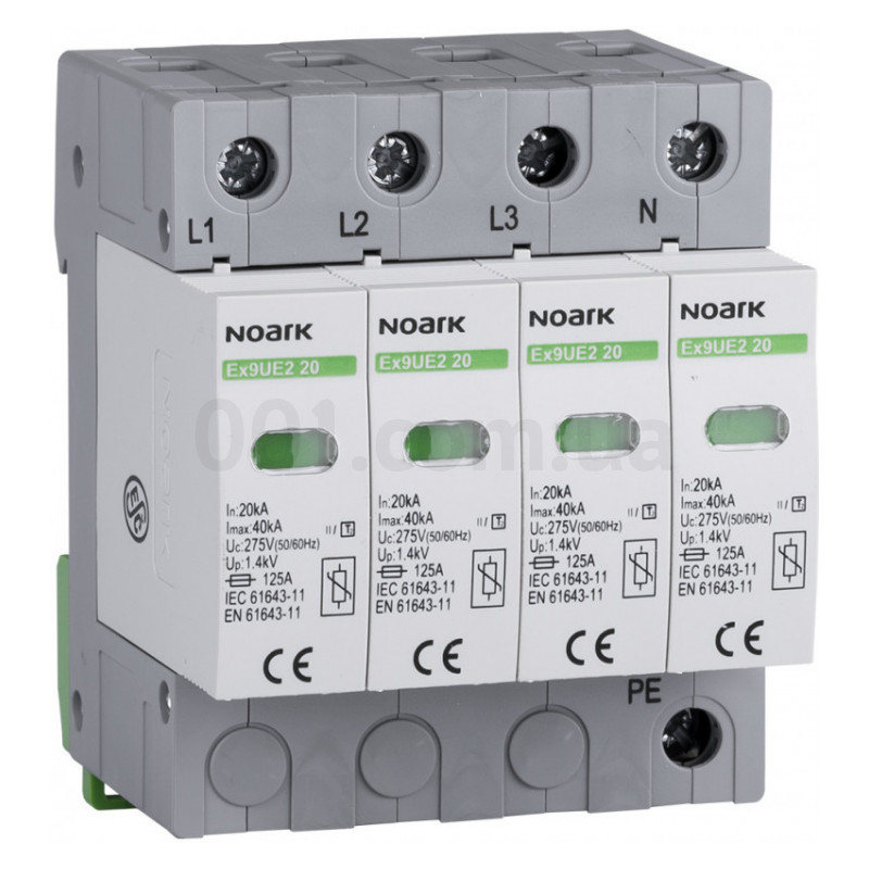 Ограничитель перенапряжения Ex9UE2 класс 2 (C) 20кА 275V/AC 4P NOARK ...