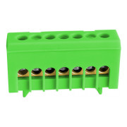 Шина нулевая 7×16мм² зелено-желтый пластиковый держатель на DIN-рейку, NOARK мини-фото