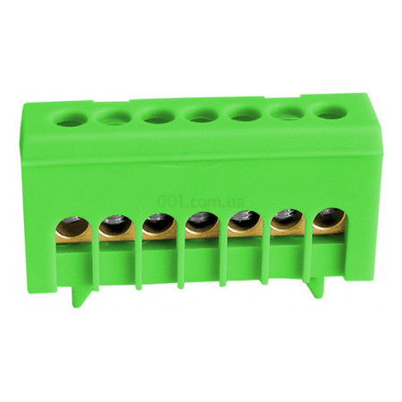 Шина нулевая 7×16мм² зелено-желтый пластиковый держатель на DIN-рейку, NOARK (103851) фото
