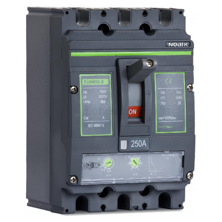 Автоматичний вимикач Ex9MD2B TM 250 3P EU 250A 25кА 750V/DC габарит M2, NOARK (112626) фото