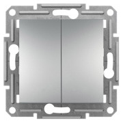 Выключатель двухклавишный (самозажимные клеммы) Asfora алюминий, Schneider Electric мини-фото