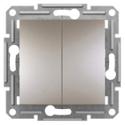 Выключатель двухклавишный (самозажимные клеммы) Asfora бронза, Schneider Electric мини-фото