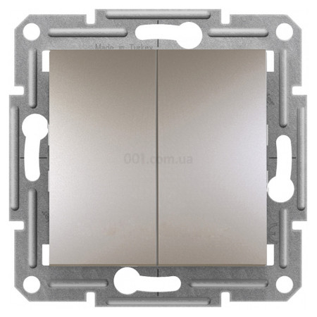 Выключатель двухклавишный (самозажимные клеммы) Asfora бронза, Schneider Electric (EPH0300169) фото
