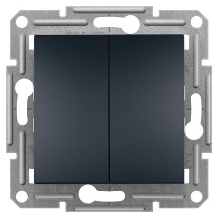 Выключатель двухклавишный (самозажимные клеммы) Asfora антрацит, Schneider Electric (EPH0300171) фото