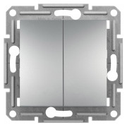 Переключатель двухклавишный (самозажимные клеммы) Asfora алюминий, Schneider Electric мини-фото