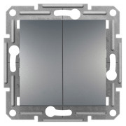 Переключатель двухклавишный (самозажимные клеммы) Asfora сталь, Schneider Electric мини-фото