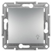 Выключатель кнопочный "Свет" (самозажимные клеммы) Asfora алюминий, Schneider Electric мини-фото