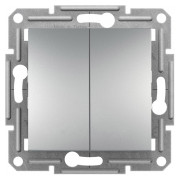 Выключатель кнопочный двухклавишный (самозажимные клеммы) Asfora алюминий, Schneider Electric мини-фото