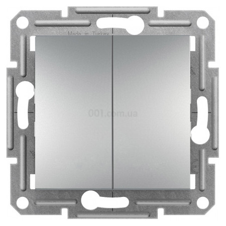 Выключатель кнопочный двухклавишный (самозажимные клеммы) Asfora алюминий, Schneider Electric (EPH1100161) фото