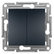 Выключатель кнопочный двухклавишный (самозажимные клеммы) Asfora антрацит, Schneider Electric мини-фото