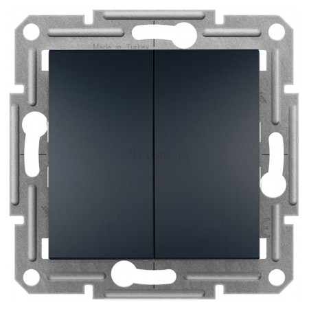 Выключатель кнопочный двухклавишный (самозажимные клеммы) Asfora антрацит, Schneider Electric (EPH1100171) фото