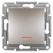 Вимикач одноклавішний з підсвіткою (самозатискні клеми) Asfora бронза, Schneider Electric міні-фото