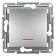 Переключатель одноклавишный с подсветкой (самозажимные клеммы) Asfora алюминий, Schneider Electric мини-фото