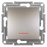 Переключатель одноклавишный с подсветкой (самозажимные клеммы) Asfora бронза, Schneider Electric мини-фото