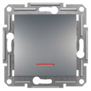 Выключатель кнопочный с подсветкой (самозажимные клеммы) Asfora сталь, Schneider Electric мини-фото