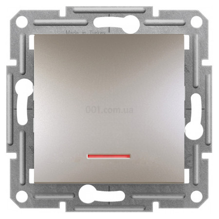 Выключатель кнопочный с подсветкой (самозажимные клеммы) Asfora бронза, Schneider Electric (EPH1600169) фото