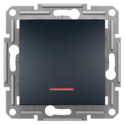 Выключатель кнопочный с подсветкой (самозажимные клеммы) Asfora антрацит, Schneider Electric мини-фото
