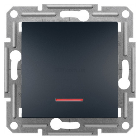 Выключатель кнопочный с подсветкой (самозажимные клеммы) Asfora антрацит, Schneider Electric (EPH1600171) фото