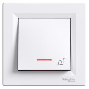 Выключатель кнопочный "Звонок" с подсветкой (самозажимные клеммы) Asfora белый, Schneider Electric мини-фото