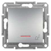 Выключатель кнопочный "Звонок" с подсветкой (самозажимные клеммы) Asfora алюминий, Schneider Electric мини-фото