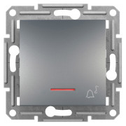 Выключатель кнопочный "Звонок" с подсветкой (самозажимные клеммы) Asfora сталь, Schneider Electric мини-фото