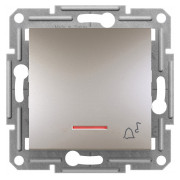 Выключатель кнопочный "Звонок" с подсветкой (самозажимные клеммы) Asfora бронза, Schneider Electric мини-фото