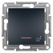 Выключатель кнопочный "Звонок" с подсветкой (самозажимные клеммы) Asfora антрацит, Schneider Electric мини-фото