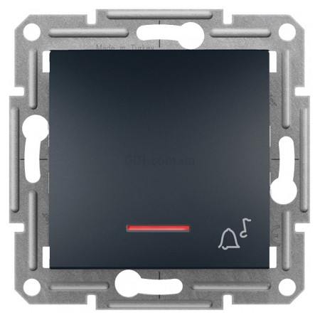 Выключатель кнопочный "Звонок" с подсветкой (самозажимные клеммы) Asfora антрацит, Schneider Electric (EPH1700171) фото
