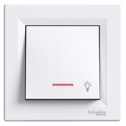 Выключатель кнопочный "Свет" с подсветкой (самозажимные клеммы) Asfora белый, Schneider Electric мини-фото
