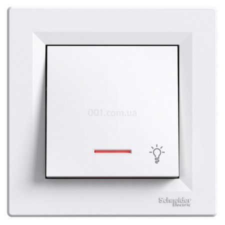 Выключатель кнопочный "Свет" с подсветкой (самозажимные клеммы) Asfora белый, Schneider Electric (EPH1800121) фото