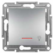 Вимикач кнопковий "Світло" з підсвіткою (самозатискні клеми) Asfora алюміній, Schneider Electric міні-фото