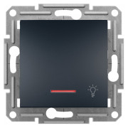 Выключатель кнопочный "Свет" с подсветкой (самозажимные клеммы) Asfora антрацит, Schneider Electric мини-фото