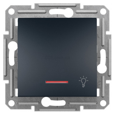 Выключатель кнопочный "Свет" с подсветкой (самозажимные клеммы) Asfora антрацит, Schneider Electric (EPH1800171) фото