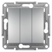 Выключатель трехклавишный (самозажимные клеммы) Asfora алюминий, Schneider Electric мини-фото