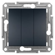 Выключатель трехклавишный (самозажимные клеммы) Asfora антрацит, Schneider Electric мини-фото