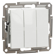 Выключатель трехклавишный (самозажимные клеммы) Asfora белый БЕЗ РАМКИ, Schneider Electric мини-фото