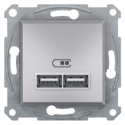 Розетка USB тип A+A 2,1A Asfora алюминий, Schneider Electric мини-фото