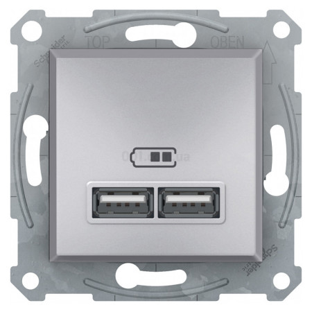 Розетка USB тип A+A 2,1A Asfora алюминий, Schneider Electric (EPH2700261) фото