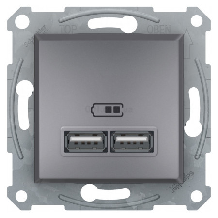 Розетка USB тип A+A 2,1A Asfora сталь, Schneider Electric (EPH2700262) фото