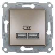 Розетка USB тип A+A 2,1A Asfora бронза, Schneider Electric міні-фото