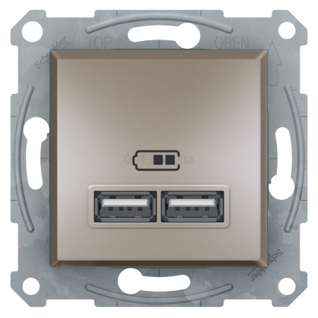Розетка USB тип A+A 2,1A Asfora бронза, Schneider Electric (EPH2700269) фото