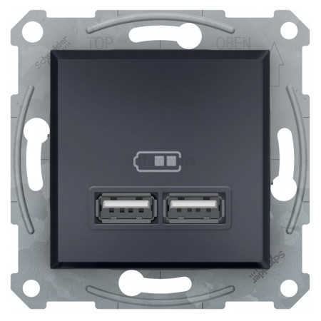 Розетка USB тип A+A 2,1A Asfora антрацит, Schneider Electric (EPH2700271) фото