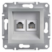 Розетка телефонная (RJ11) двойная Asfora алюминий, Schneider Electric мини-фото