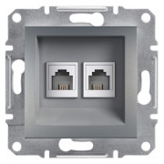 Розетка телефонная (RJ11) двойная Asfora сталь, Schneider Electric мини-фото