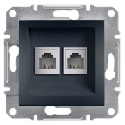 Розетка телефонная (RJ11) двойная Asfora антрацит, Schneider Electric мини-фото